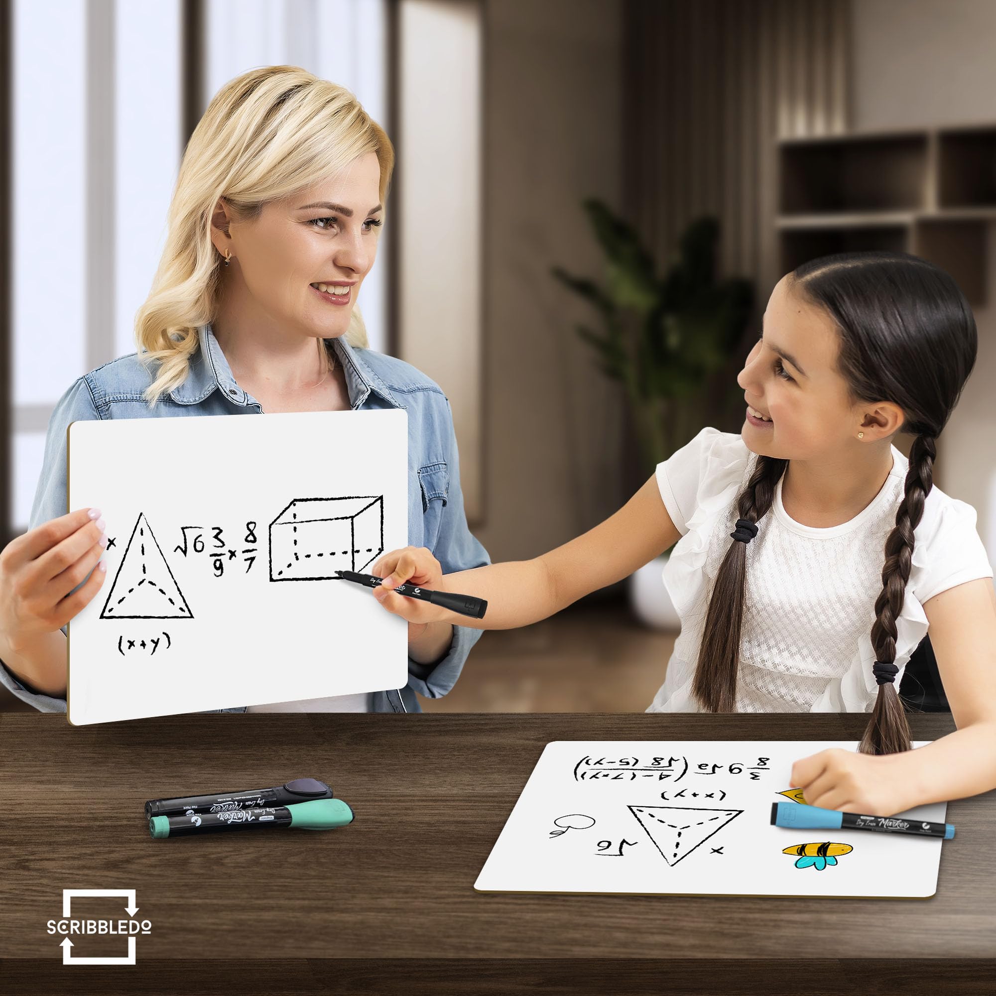 Scribbledo White Board Dry Erase Board 11"x14” Mini Double Sided Personal Whiteboard Board Dry Erase Lapboard Handheld Personal White Boards for Students Small Whiteboard Office Kitchen