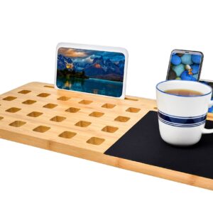 Bookaholic Lap Desk| Enhanced Organic Bamboo Lap Tray with Vent Holes & Built-in Fabric Covered Mouse Pad for 11",13",15" Laptops| Computer,Tablet, Phone Stand