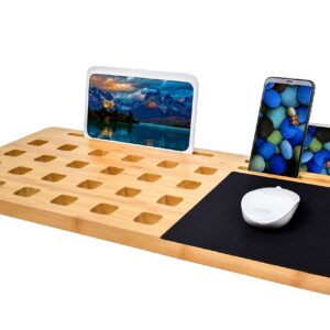 Bookaholic Lap Desk| Enhanced Organic Bamboo Lap Tray with Vent Holes & Built-in Fabric Covered Mouse Pad for 11",13",15" Laptops| Computer,Tablet, Phone Stand