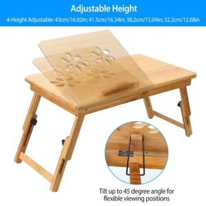 MEZHI Portable Laptop Desk Foldable Lap Bed Tray Adjustable Table Stand Bamboo Desk