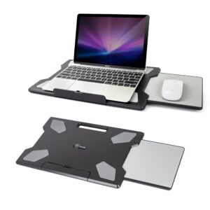 eho laptop pad for your lap portable lightweight laptop pad with foldable stopper, retractable mouse pad tray for business, study, sofa, retractable left/right mouse pad