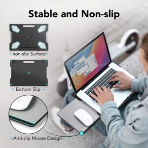 EHO Laptop Pad for Your Lap Portable Lightweight Laptop Pad with Foldable Stopper, Retractable Mouse Pad Tray for Business, Study, Sofa, Retractable Left/Right Mouse Pad