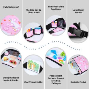 COOLBEBE Kids Travel Tray for Toddler Car Seat, Travel Tray for Airplane, Toddler Car Seat Lap Tray, Carseat Table Tray for Kids Travel Activities (Pink Unicorn)