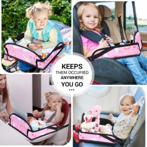 COOLBEBE Kids Travel Tray for Toddler Car Seat, Travel Tray for Airplane, Toddler Car Seat Lap Tray, Carseat Table Tray for Kids Travel Activities (Pink Unicorn)