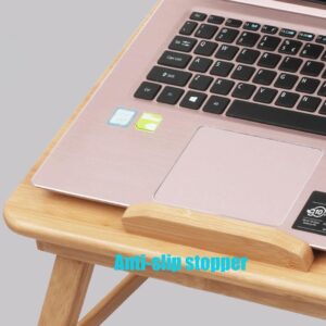 SKYZONAL Bamboo Laptop Desk, Adjustable Portable Bamboo Laptop Table with Drawer, Folding Breakfast Tray Padded Lap Work Tray for Working Writing Drawing Surfing Reading Eating