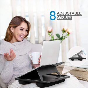 Adjustable Lap Desk - with 8 Adjustable Angles & Dual Cushions Laptop Stand for Car Laptop Desk, Work Table, Lap Writing Board & Drawing Desk on Sofa or Bed by HUANUO