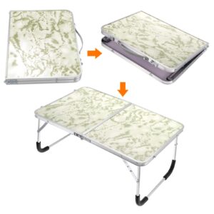 PATIKIL Foldable Laptop Table, Portable Lap Desk Picnic Bed Tray Tables Snacks Reading Working Desks for Bed Sofa, White Green