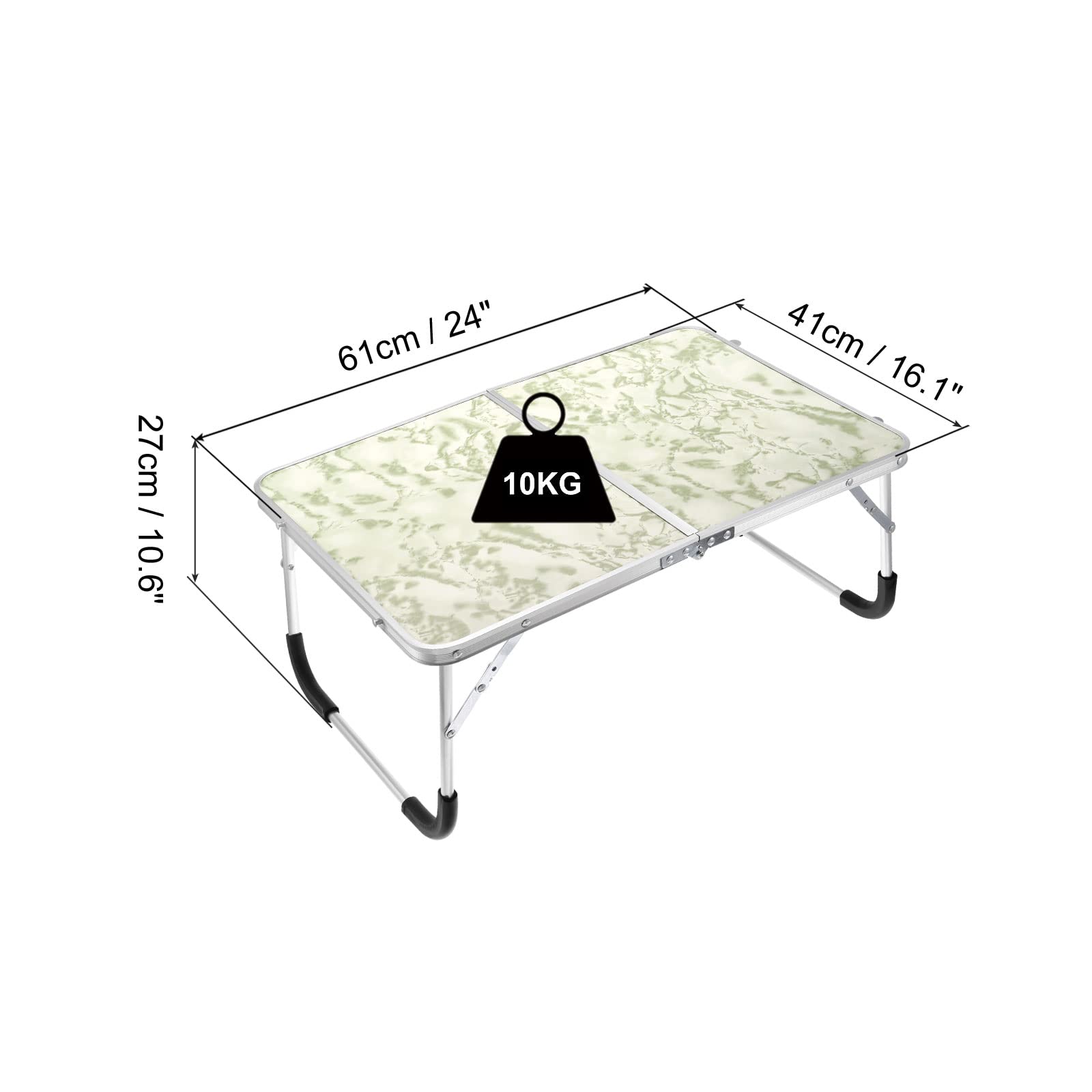 PATIKIL Foldable Laptop Table, Portable Lap Desk Picnic Bed Tray Tables Snacks Reading Working Desks for Bed Sofa, White Green