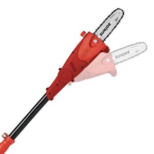 Sun Joe iON8PS2-LT-RED 40V Amp Cordless Multi-Angle Pole Chain Saw, 8", Kit (w/2.5-Ah Battery + Quick Charger)