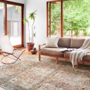 Loloi II Wynter Collection WYN-02 Auburn/Multi 5'-0" x 7'-6", 13" Thick, Area Rug, Soft, Durable, Printed, Vintage Inspired, Low Pile, Non-Shedding, Easy Clean, Living Room Rug