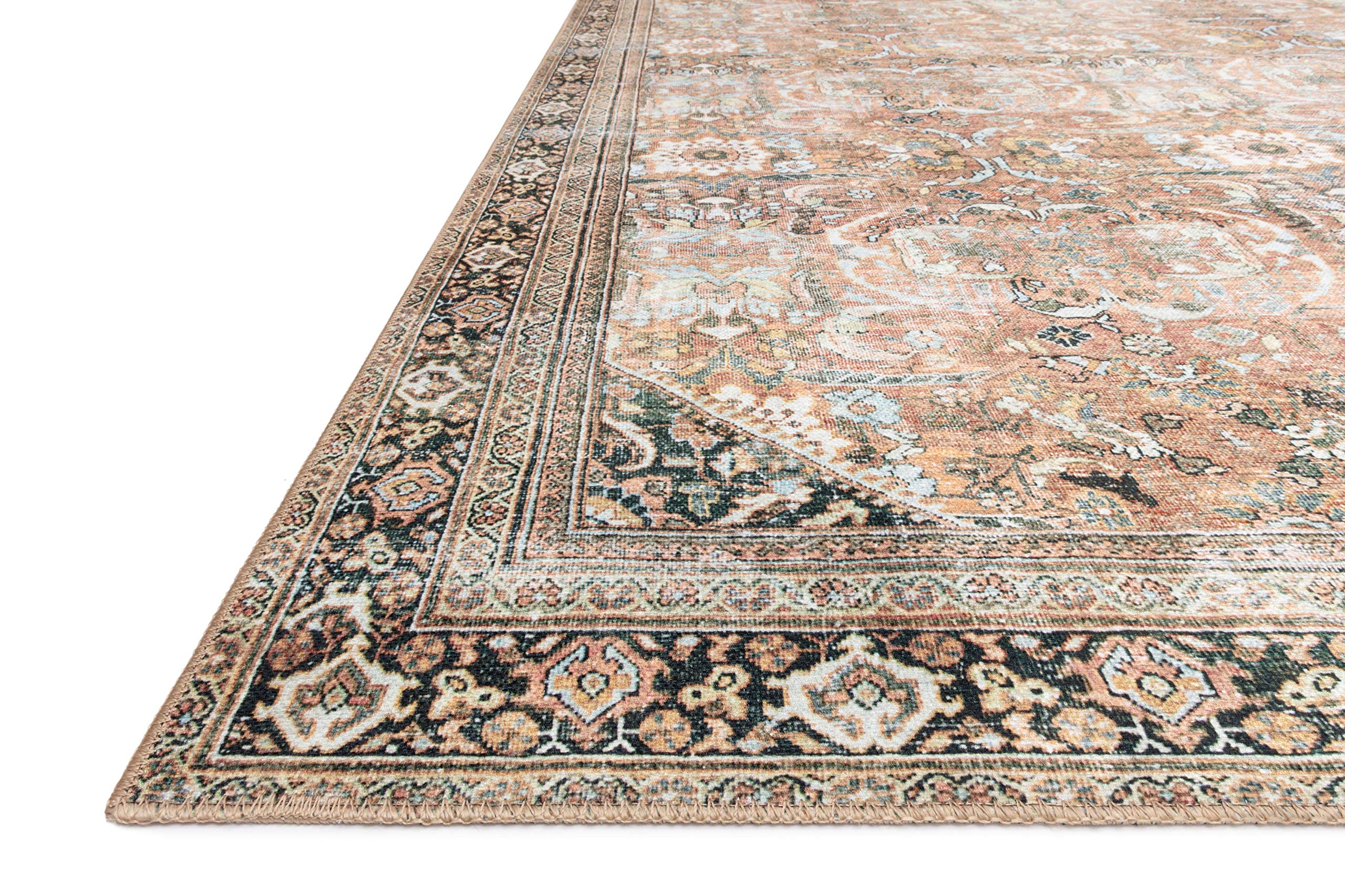 Loloi II Wynter Collection WYN-02 Auburn/Multi 5'-0" x 7'-6", 13" Thick, Area Rug, Soft, Durable, Printed, Vintage Inspired, Low Pile, Non-Shedding, Easy Clean, Living Room Rug