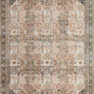 Loloi II Wynter Collection WYN-02 Auburn/Multi 5'-0" x 7'-6", 13" Thick, Area Rug, Soft, Durable, Printed, Vintage Inspired, Low Pile, Non-Shedding, Easy Clean, Living Room Rug