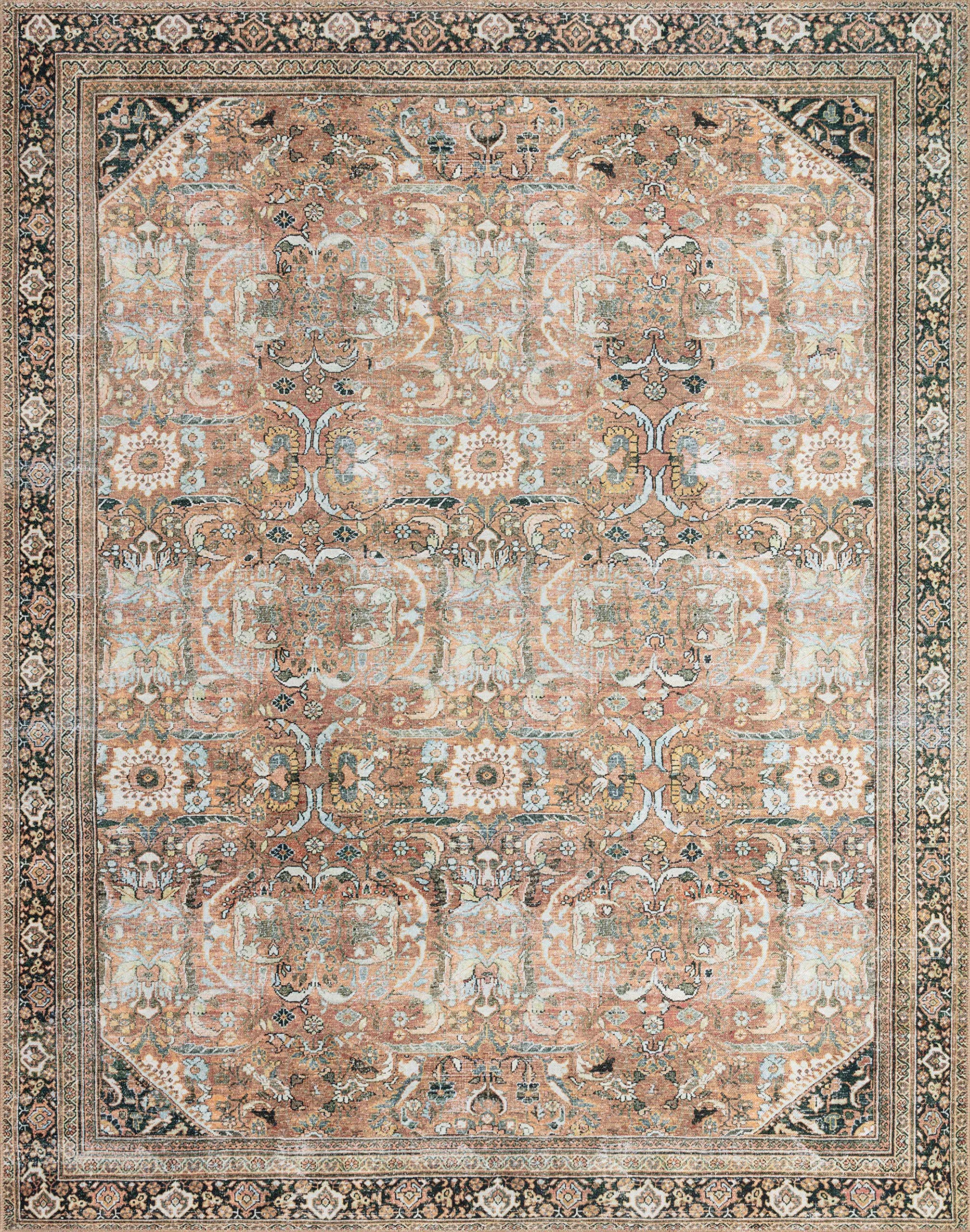 Loloi II Wynter Collection WYN-02 Auburn/Multi 5'-0" x 7'-6", 13" Thick, Area Rug, Soft, Durable, Printed, Vintage Inspired, Low Pile, Non-Shedding, Easy Clean, Living Room Rug