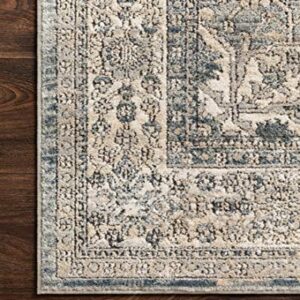 Loloi II Teagan Collection TEA-04 Sky/Natural 11'-6" x 15', 25" Thick, Area Rug, Soft, Durable, Neutral, Woven, Low Pile, Non-Shedding, Easy Clean, Living Room Rug