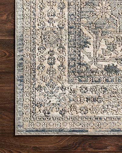 Loloi II Teagan Collection TEA-04 Sky/Natural 11'-6" x 15', 25" Thick, Area Rug, Soft, Durable, Neutral, Woven, Low Pile, Non-Shedding, Easy Clean, Living Room Rug