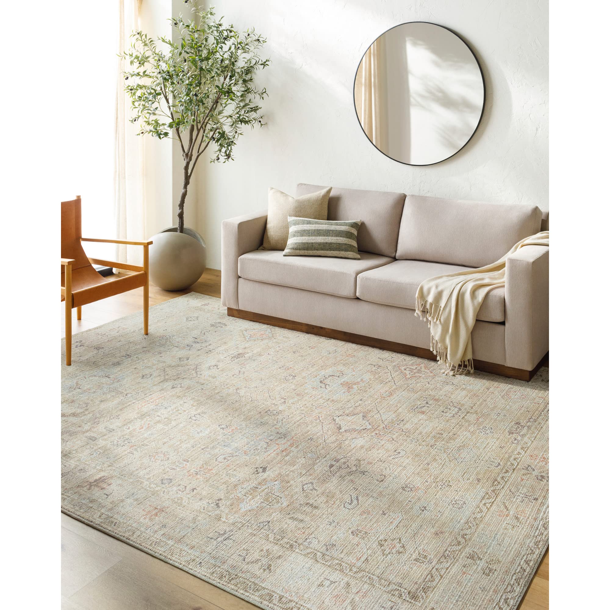 Becki Owens x Surya Marlene Vintage Medallion Area Rug, 6'7" x 9', Cream