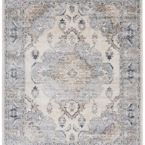 SAFAVIEH Oregon Collection Area Rug - 9' x 12', Beige & Grey, Oriental Distressed Design, Non-Shedding & Easy Care, Ideal for High Traffic Areas in Living Room, Bedroom (ORE898B)