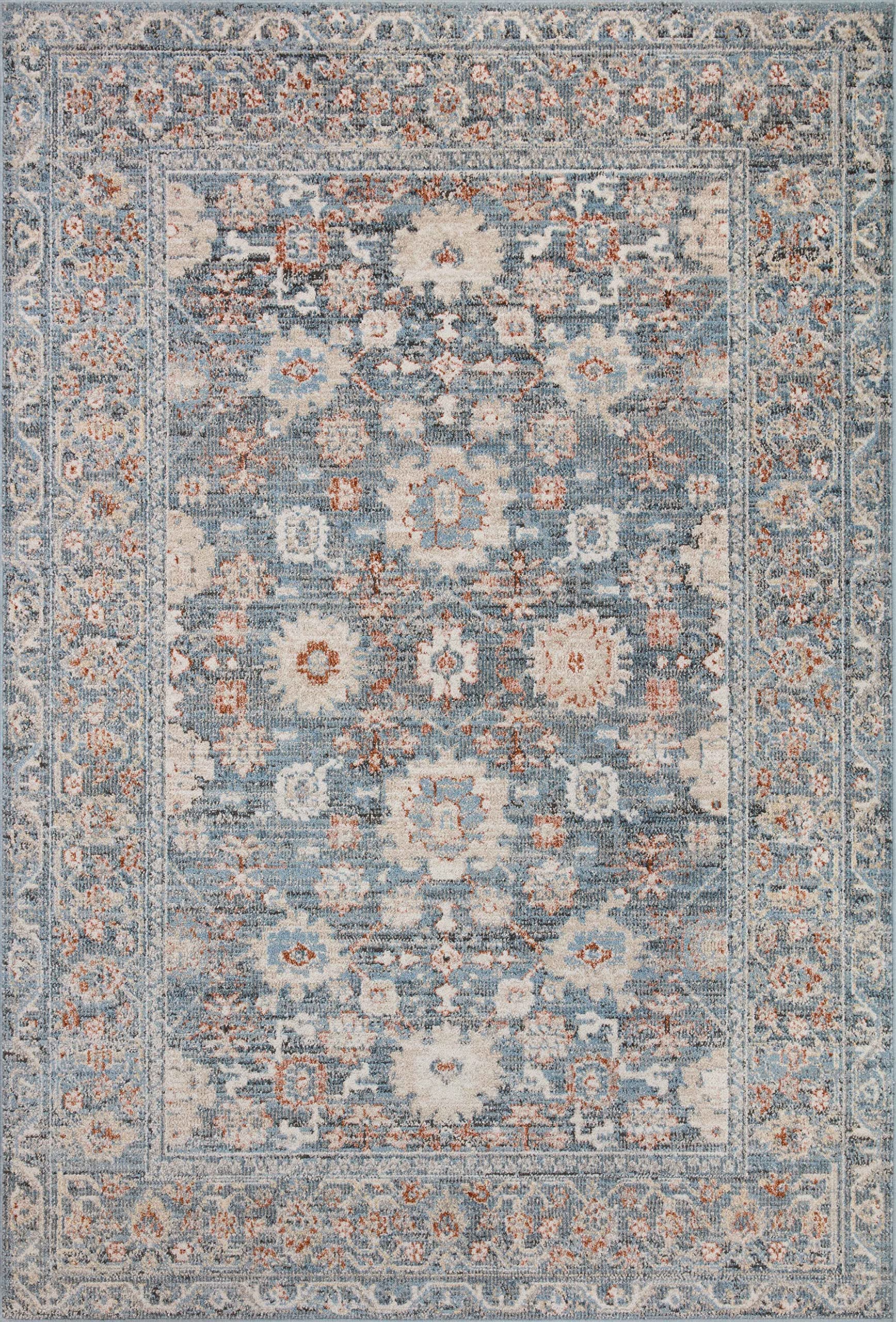 Loloi II Odette Collection ODT-07 Sky/Rust 6'-7" x 9'-6" Area Rug