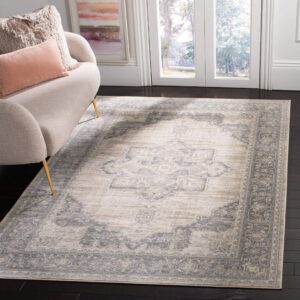 SAFAVIEH Brentwood Collection Area Rug - 9' x 12', Cream & Grey, Medallion Distressed Design, Non-Shedding & Easy Care, Ideal for High Traffic Areas in Living Room, Bedroom (BNT865B)