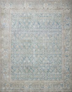 loloi ii wynter collection wyn-10 ocean/silver 5'-0" x 7'-6", 13" thick, area rug, soft, durable, printed, vintage inspired, low pile, non-shedding, easy clean, living room rug