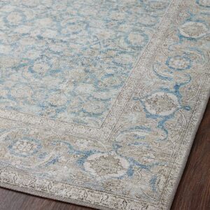 Loloi II Wynter Collection WYN-10 Ocean/Silver 5'-0" x 7'-6", 13" Thick, Area Rug, Soft, Durable, Printed, Vintage Inspired, Low Pile, Non-Shedding, Easy Clean, Living Room Rug