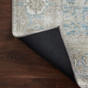 Loloi II Wynter Collection WYN-10 Ocean/Silver 5'-0" x 7'-6", 13" Thick, Area Rug, Soft, Durable, Printed, Vintage Inspired, Low Pile, Non-Shedding, Easy Clean, Living Room Rug