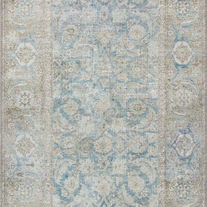 Loloi II Wynter Collection WYN-10 Ocean/Silver 5'-0" x 7'-6", 13" Thick, Area Rug, Soft, Durable, Printed, Vintage Inspired, Low Pile, Non-Shedding, Easy Clean, Living Room Rug