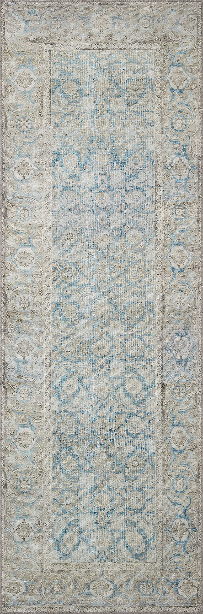 Loloi II Wynter Collection WYN-10 Ocean/Silver 5'-0" x 7'-6", 13" Thick, Area Rug, Soft, Durable, Printed, Vintage Inspired, Low Pile, Non-Shedding, Easy Clean, Living Room Rug