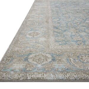 Loloi II Wynter Collection WYN-10 Ocean/Silver 5'-0" x 7'-6", 13" Thick, Area Rug, Soft, Durable, Printed, Vintage Inspired, Low Pile, Non-Shedding, Easy Clean, Living Room Rug