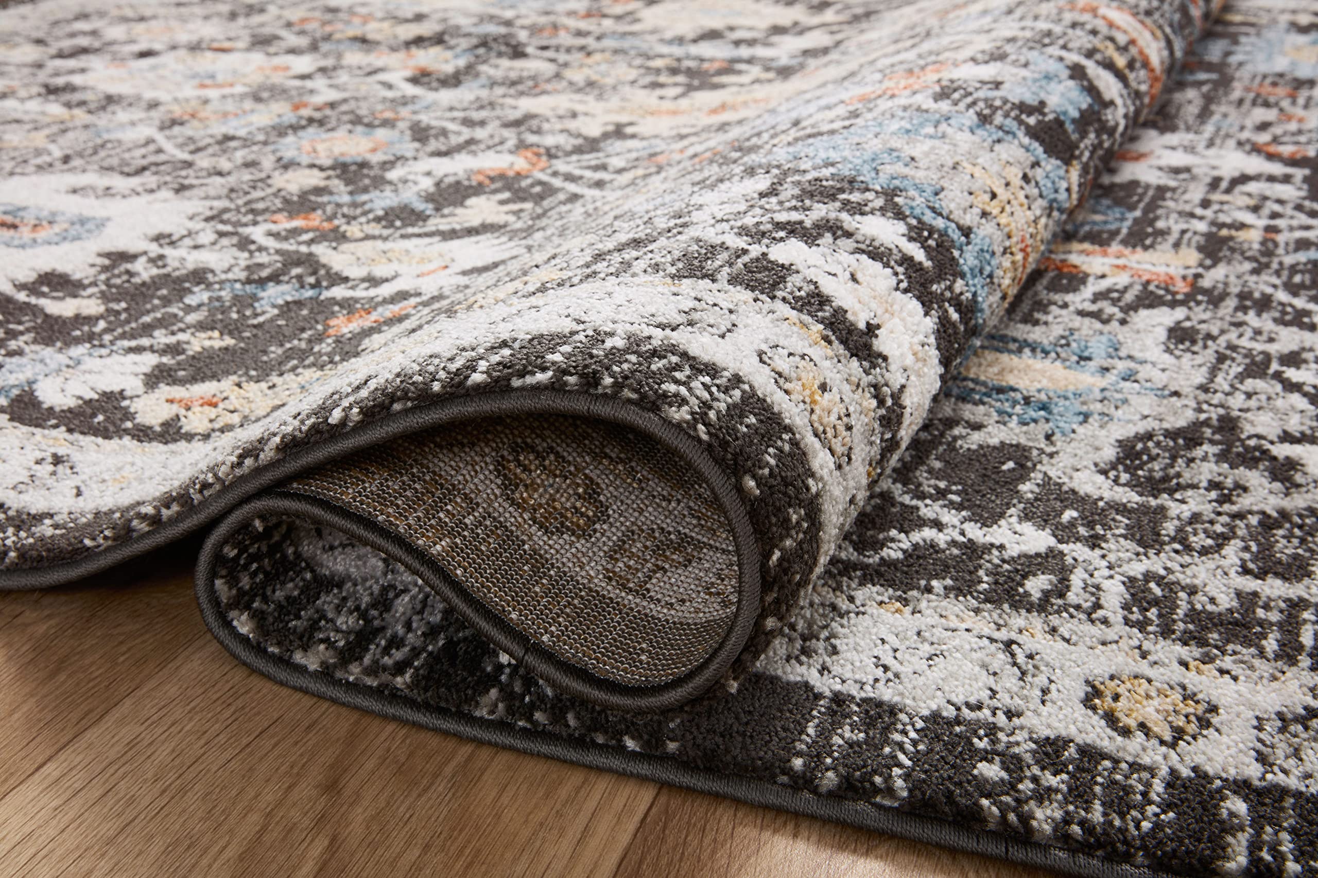 Loloi II Odette Collection ODT-04 Charcoal/Multi 5'-3" x 7'-9" Area Rug