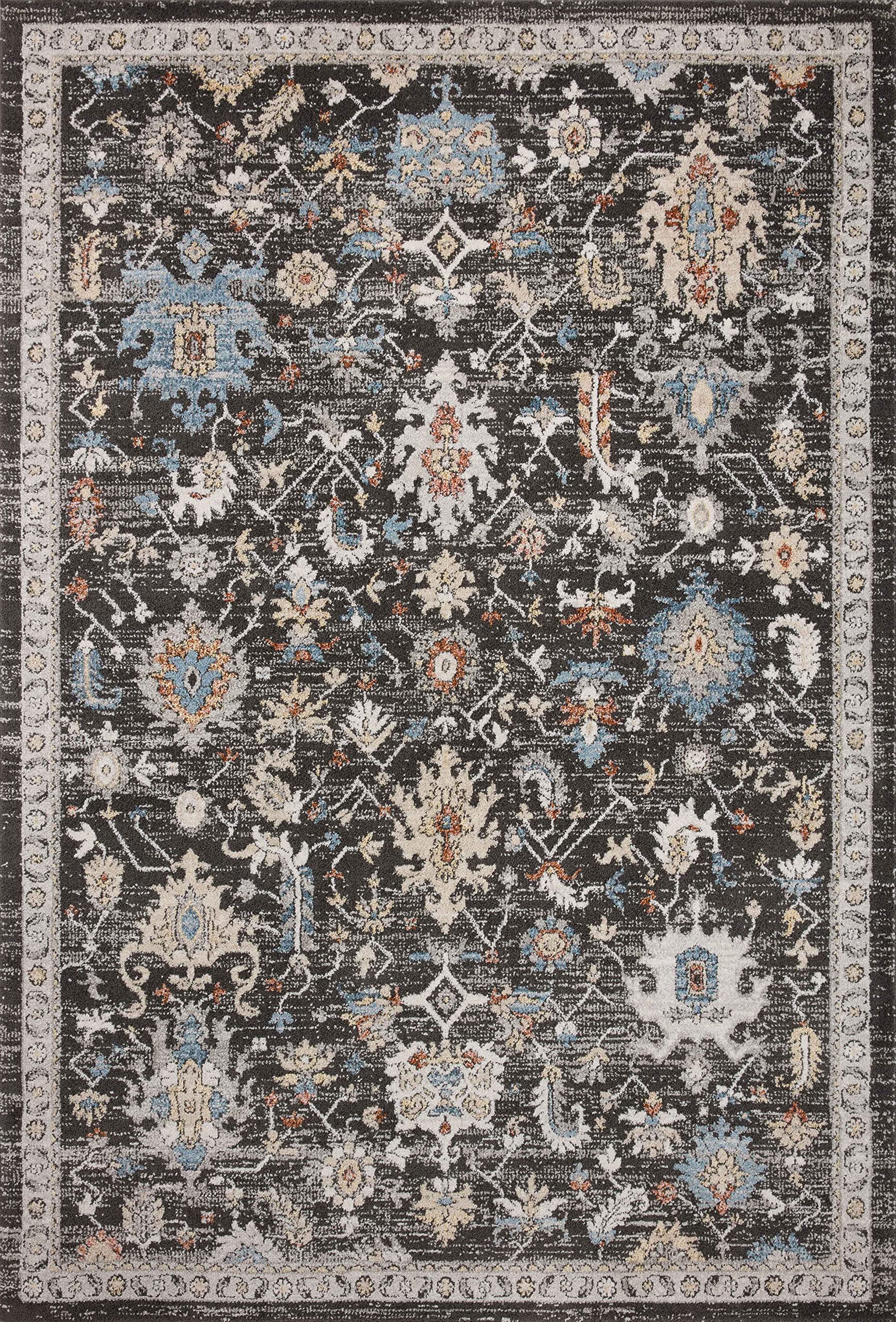 Loloi II Odette Collection ODT-04 Charcoal/Multi 5'-3" x 7'-9" Area Rug