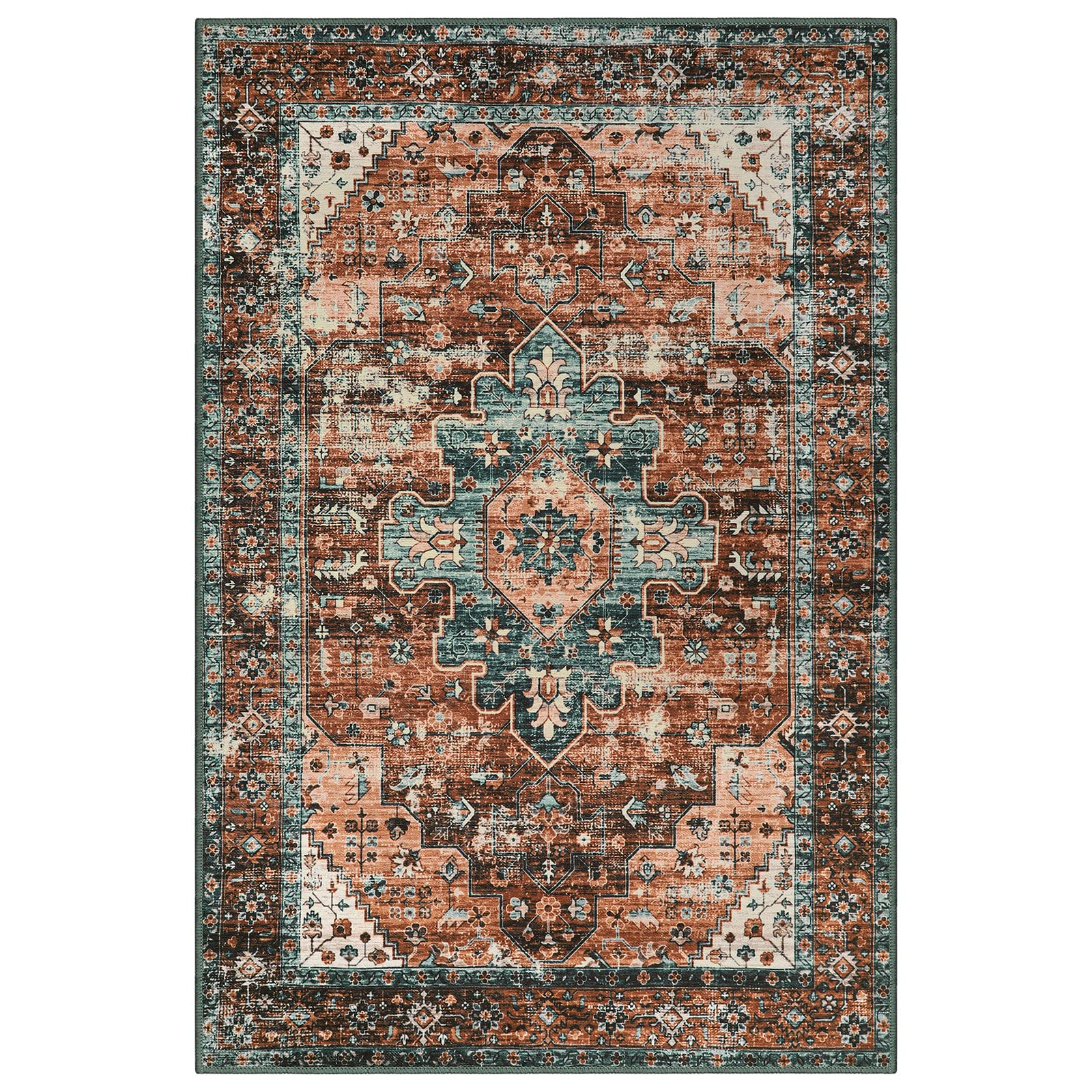 Moynesa 9x12 Ultra-Thin Vintage Medallion Area Rug for Living Room, Bedroom, Dining Room, Office, Entryway, Dorm