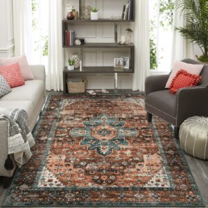 Moynesa 9x12 Ultra-Thin Vintage Medallion Area Rug for Living Room, Bedroom, Dining Room, Office, Entryway, Dorm