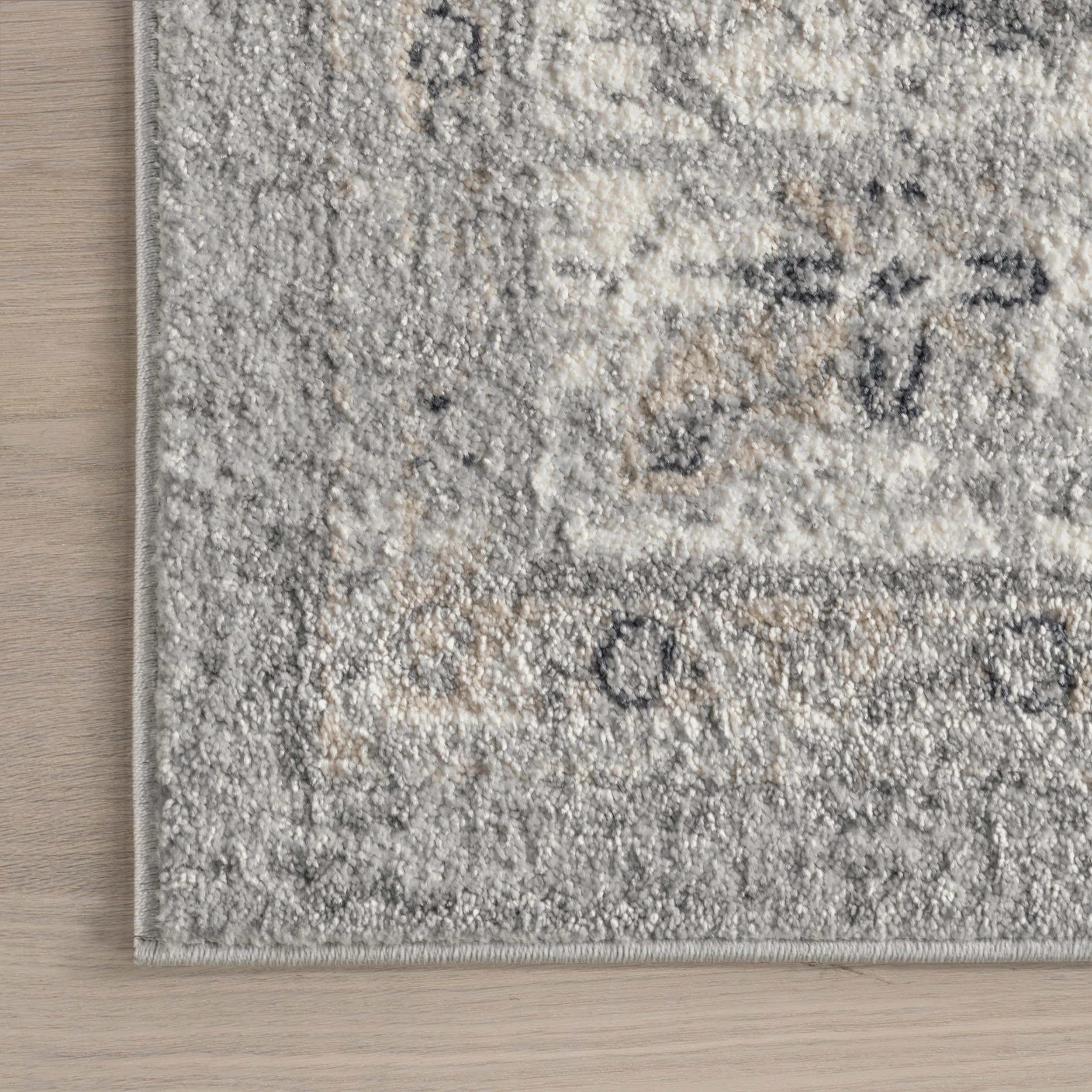 nuLOOM Gena Distressed Vintage Persian Area Rug - 9x12 Area Rug Traditional Light Grey/Ivory Rugs for Living Room Bedroom Rug Dining Room