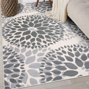 rugshop modern floral circles design for living room,bedroom,home office,kitchen non shedding area rug 6' 6" x 9' gray