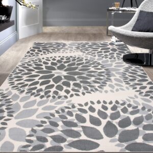 Rugshop Modern Floral Circles Design for Living Room,Bedroom,Home office,Kitchen Non Shedding Area Rug 6' 6" x 9' Gray