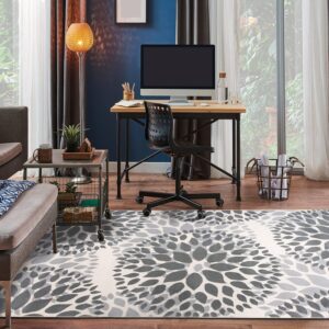 Rugshop Modern Floral Circles Design for Living Room,Bedroom,Home office,Kitchen Non Shedding Area Rug 6' 6" x 9' Gray