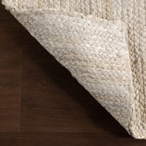 nuLOOM 9x12 Rigo Jute Hand Woven Area Rug, Off White, Solid Farmhouse Design, Natural Fiber, For Bedroom, Living Room, Dining Room, Hallway, Office, Kitchen, Entryway