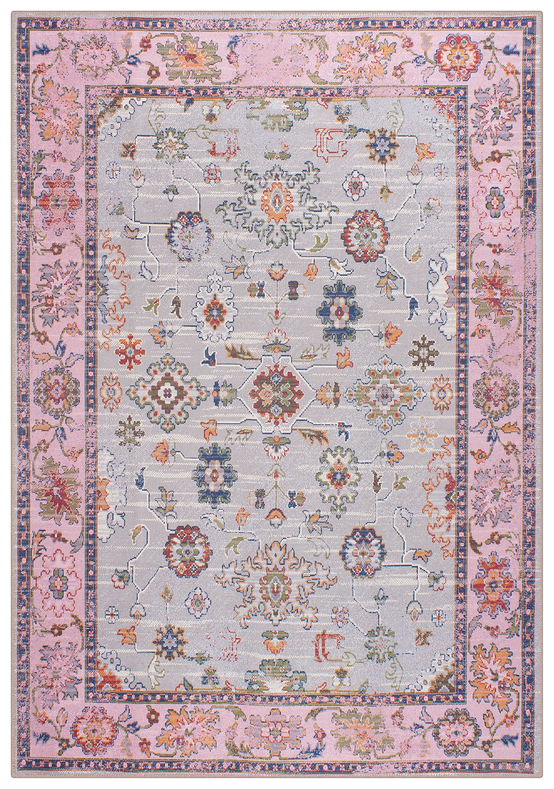 GLN Rugs Machine Washable Area Rug, Rugs for Living Room, Rugs for Bedroom, Bathroom Rug, Kitchen Rug, Printed Vintage Rug, Home Decor Traditional Carpet (2' x 3')