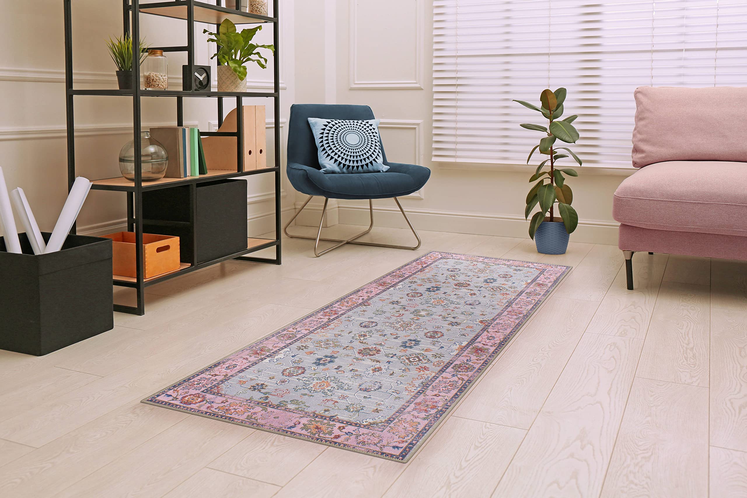 GLN Rugs Machine Washable Area Rug, Rugs for Living Room, Rugs for Bedroom, Bathroom Rug, Kitchen Rug, Printed Vintage Rug, Home Decor Traditional Carpet (2' x 3')