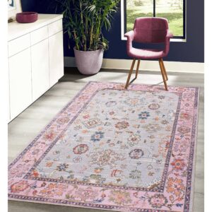 GLN Rugs Machine Washable Area Rug, Rugs for Living Room, Rugs for Bedroom, Bathroom Rug, Kitchen Rug, Printed Vintage Rug, Home Decor Traditional Carpet (2' x 3')