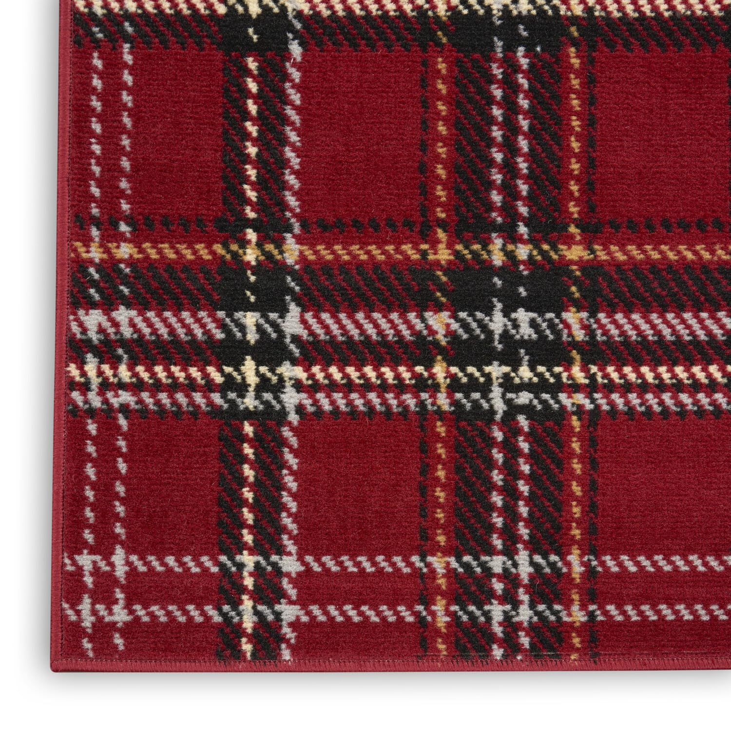 Nourison Grafix Red 3'9'' x 5'9'' Area-Rug, Modern, Plaid, Bed Room, Living Room, Dining Room, Kitchen, Easy-Cleaning, Non Shedding, (4' x 6')