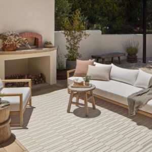 Loloi Amber Lewis x Loloi Malibu Collection MAB-03 Tan / Ivory, 11'-4" x 15', Indoor/Outdoor, Area Rug