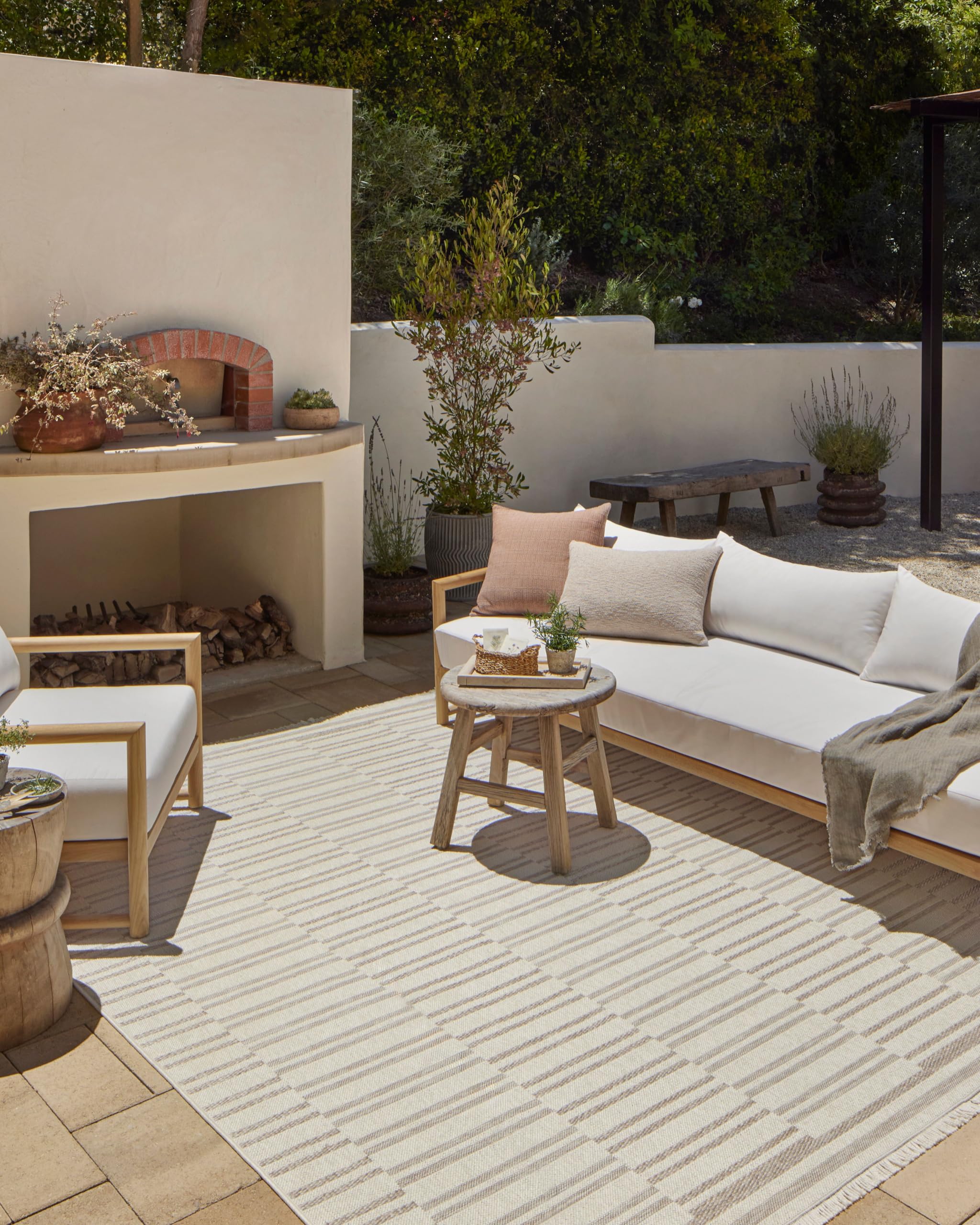 Loloi Amber Lewis x Loloi Malibu Collection MAB-03 Tan / Ivory, 11'-4" x 15', Indoor/Outdoor, Area Rug