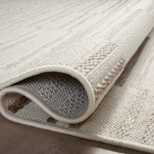 Loloi Amber Lewis x Loloi Malibu Collection MAB-03 Tan / Ivory, 11'-4" x 15', Indoor/Outdoor, Area Rug