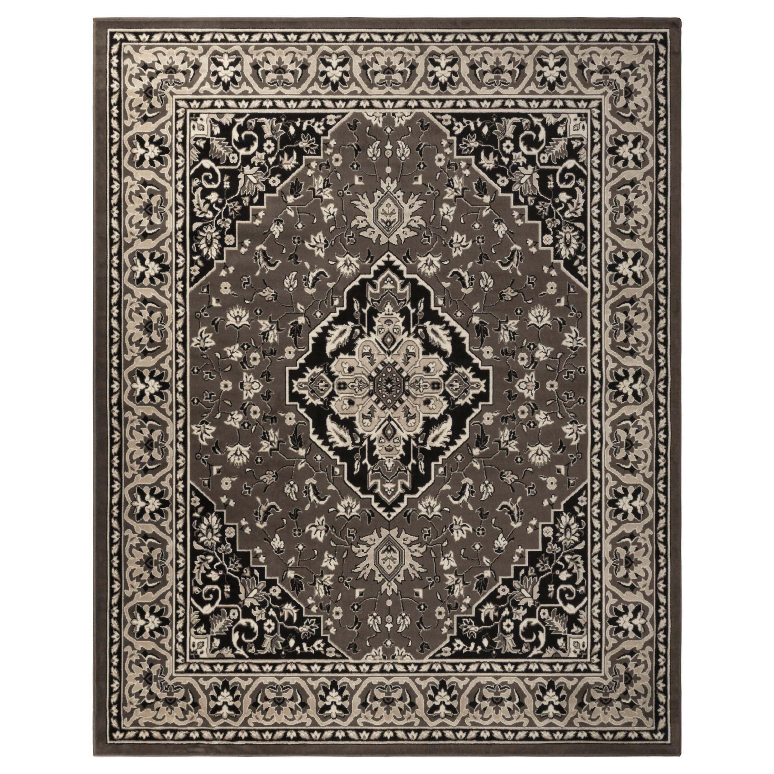 Superior Indoor Area Rug, Plush Carpet Cover, Traditional Oriental Medallion, Perfect for Hallway, Entryway, Living Room, Dining, Bedroom, Office, Kitchen, Glendale Collection, 8' x 10', Brown