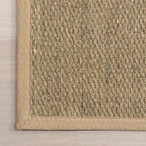 nuLOOM 5x8 Elijah Seagrass Area Rug, Beige, Solid Farmhouse Style, Cotton Bordered, Basketweave, Natural Fiber, For Bedroom, Dining Room, Living Room, Hallway, Office, Kitchen, Entryway