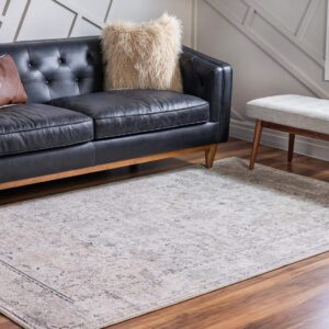 Rugs.com Oregon Collection Rug – 9' x 12' Ivory Low-Pile Rug Perfect for Living Rooms, Large Dining Rooms, Open Floorplans