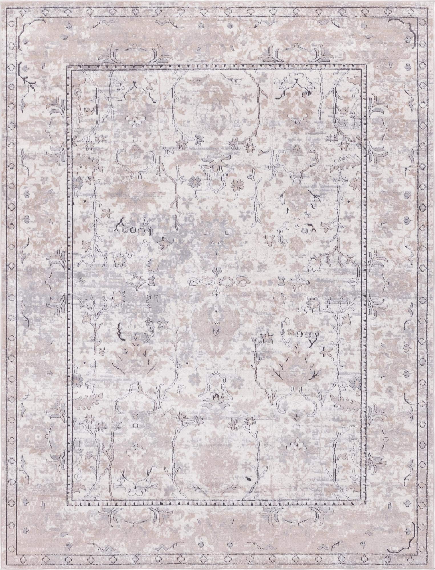 Rugs.com Oregon Collection Rug – 9' x 12' Ivory Low-Pile Rug Perfect for Living Rooms, Large Dining Rooms, Open Floorplans