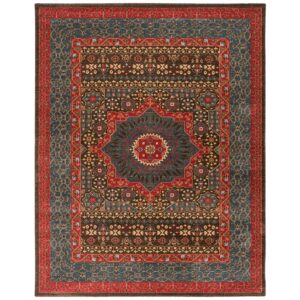 SAFAVIEH Mahal Collection Area Rug - 9' x 12', Navy & Red, Traditional Oriental Design, Non-Shedding & Easy Care, Ideal for High Traffic Areas in Living Room, Bedroom (MAH620C)